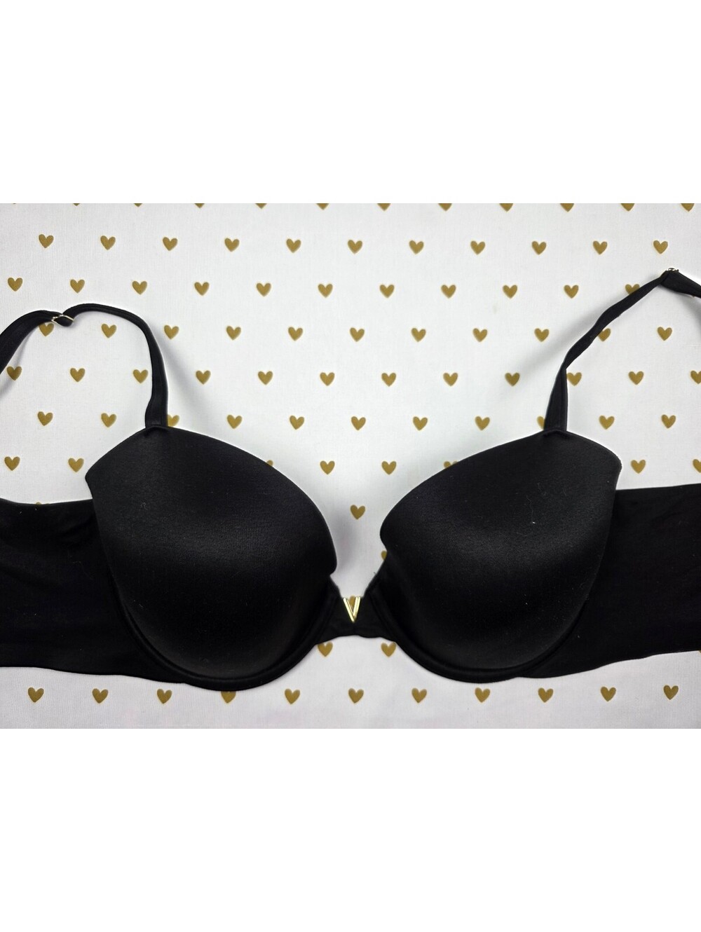 Victorias Secret Black lined demi balconette bra 34DD